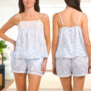 Caroline Constas Blue Floral Top